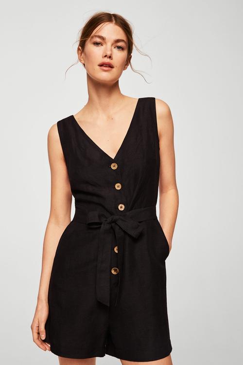 Bow detail playsuit - black