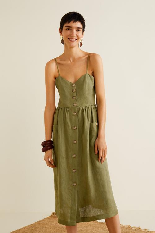 Pocket detail dress - khaki green
