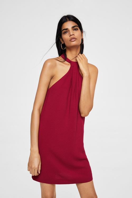 Halter neck dress - red