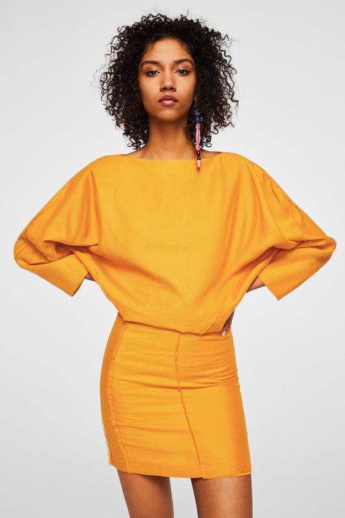 Boat neck mini dress - yellow