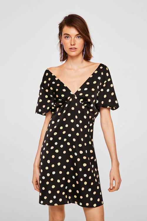Polka-dot dress - black