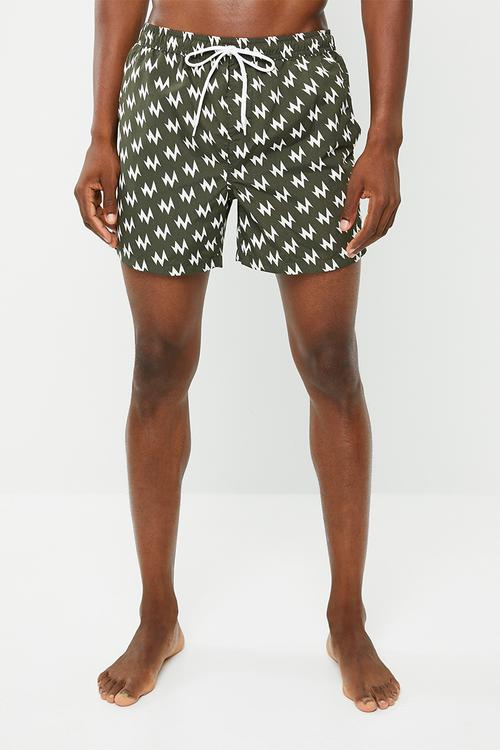 Presley swim shorts - khaki & white 