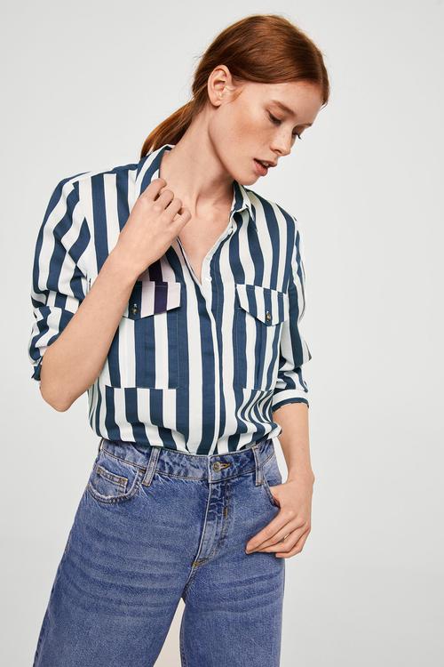 Striped soft shirt - navy & white