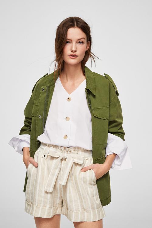Striped shorts - beige