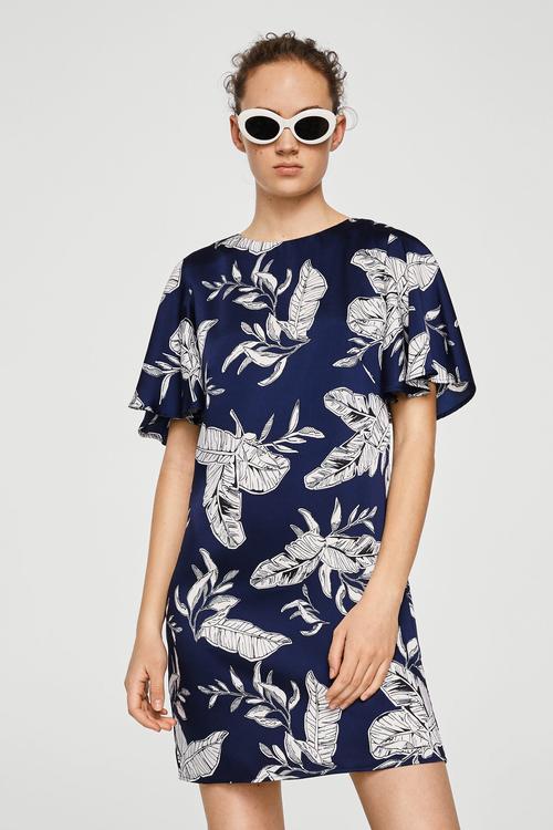Flowy printed dress - navy