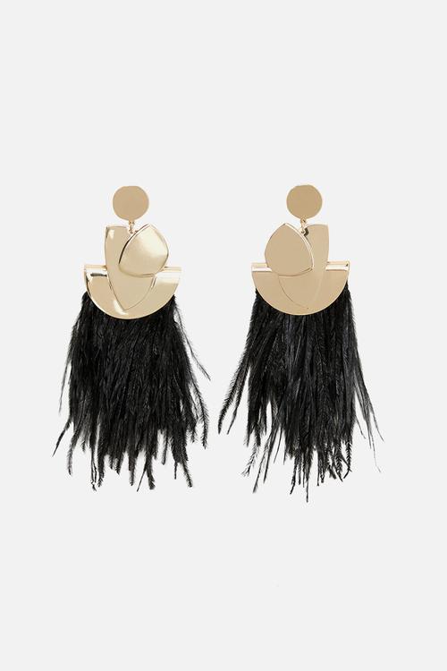 Feather earrings - black