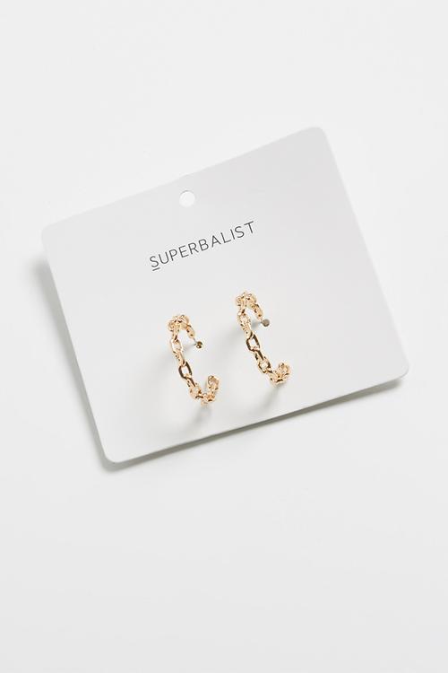 Chain hoop earrings - gold