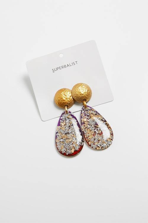 Statement tear drop earrings - multi