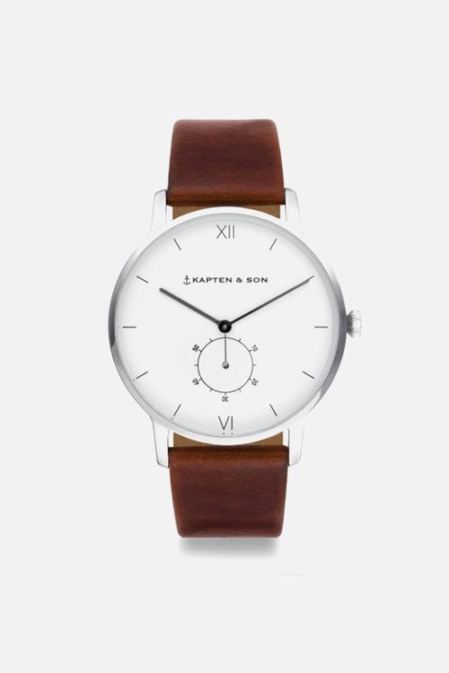 Heritage silver - brown leather