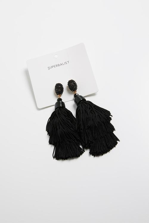 Maya tassel earrings - black