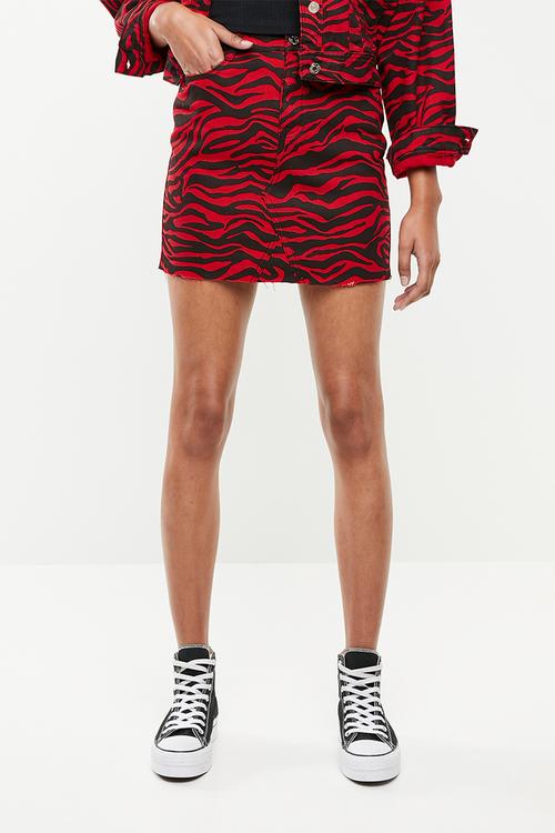 Zebra print skirt- red