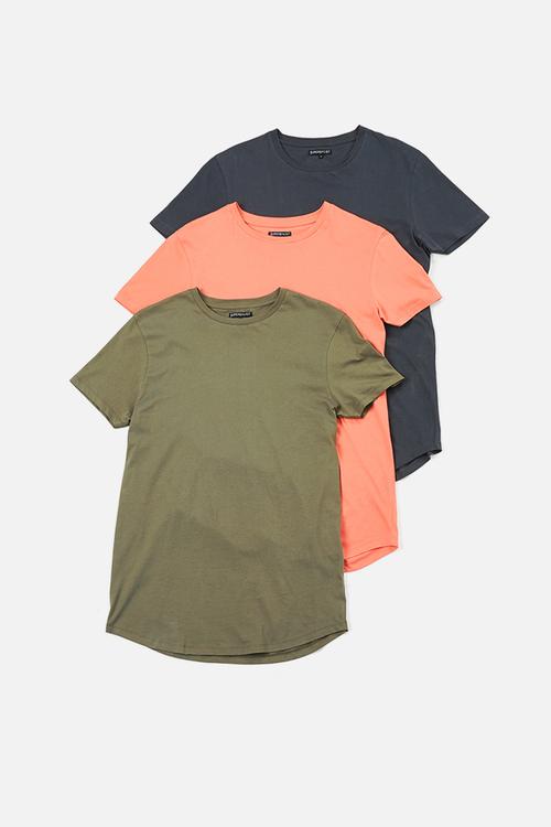 3-pack curved hem tee -  multi