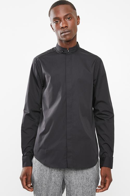 Slim mandarin shirt - black