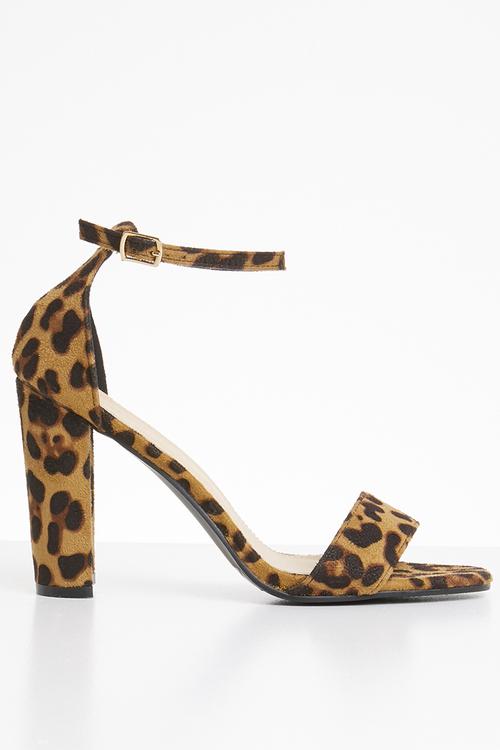 Ankle strap block heel - tan & black 