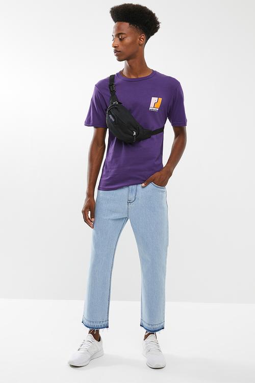 Cropped regular tapered released hem jeans - blue