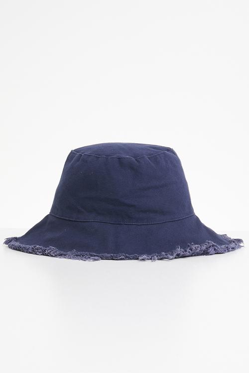 Distressed denim bucket hat - navy