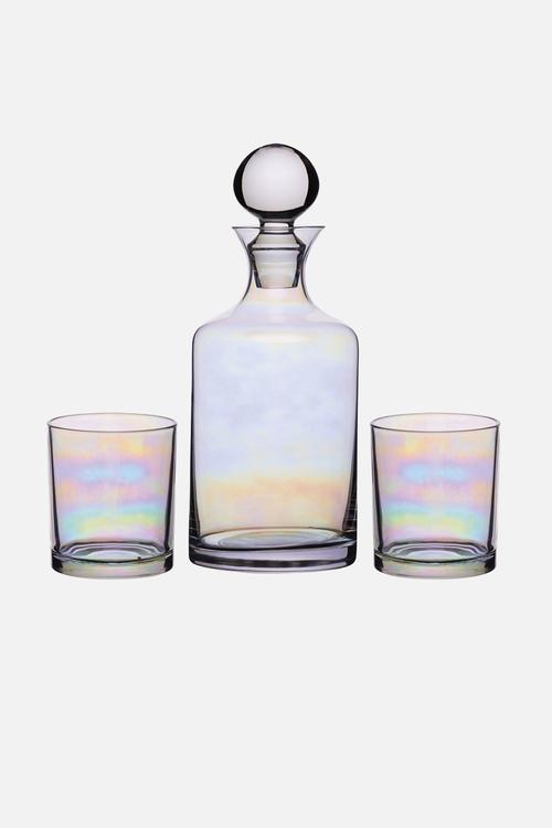 Lustre glass decanter set