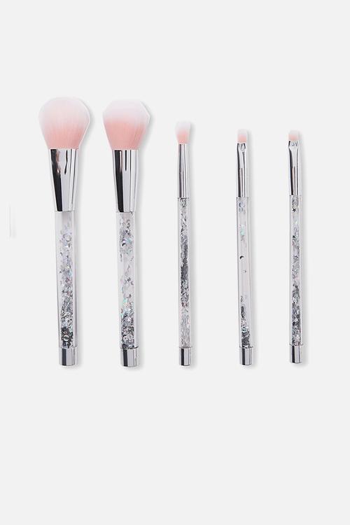 Glitter make up brush set - silver