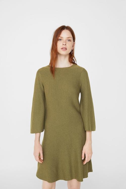 Flared sleeves dress - khaki green