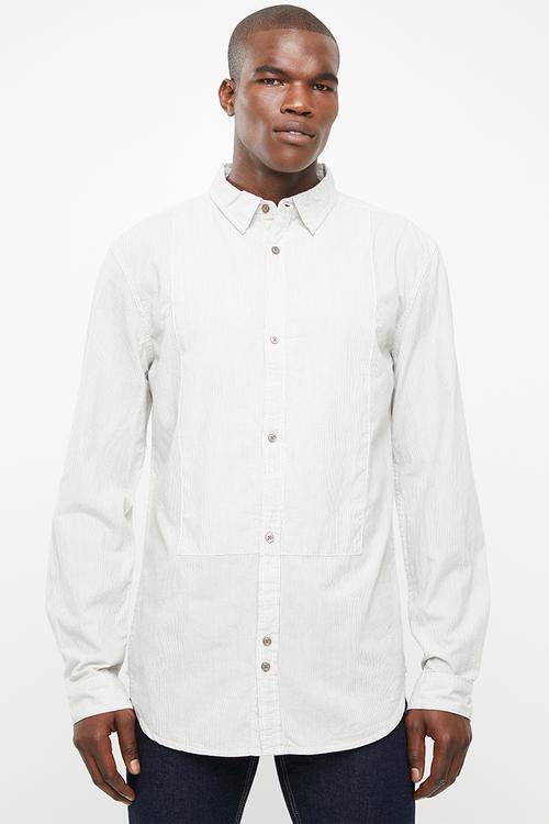 Bell fine stripe shirt - beige & taupe