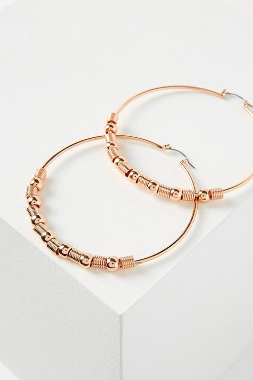 Beaded hoop earrings - rose gold
