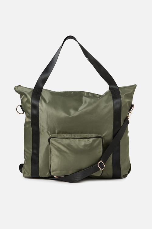 Urban foldable tote - khaki & black