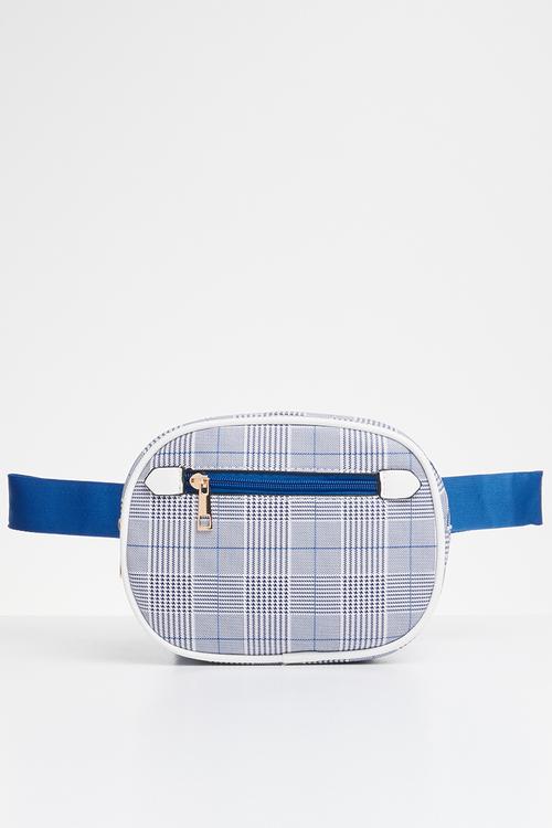 Check waist bag - blue & white