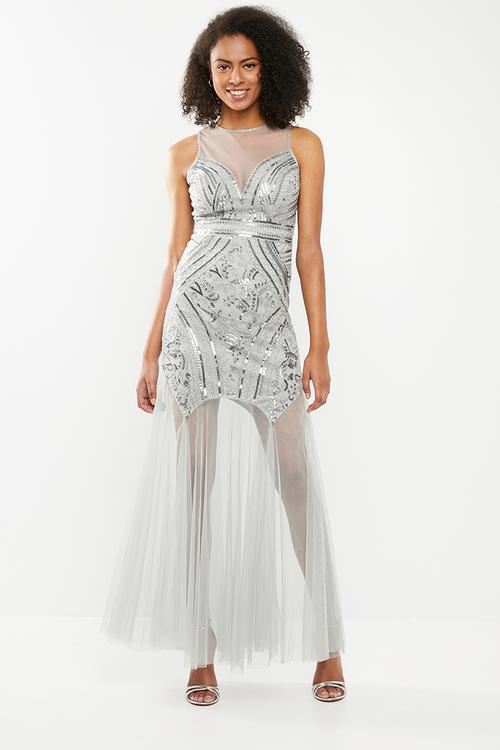 Maxi sequinned dress - grey