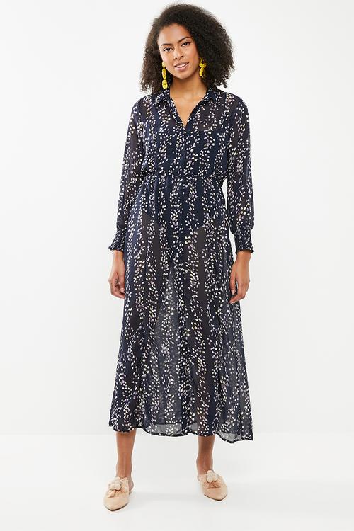 Ditte ls calf dress - navy