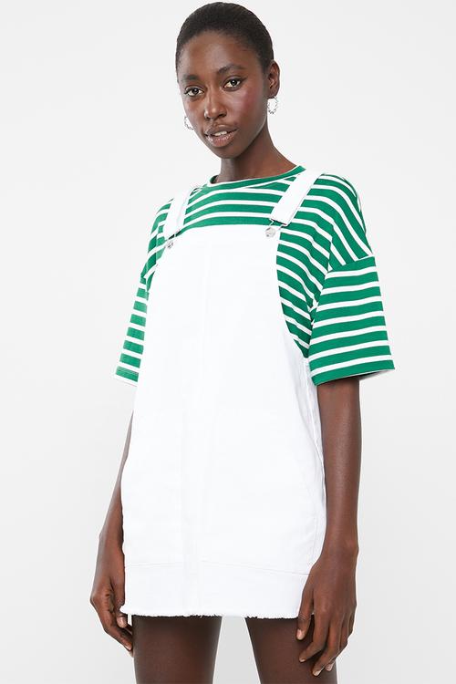 Boxy tee - green & white