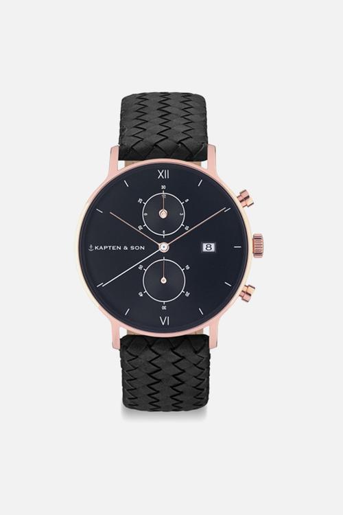 Chrono woven - black & rose gold