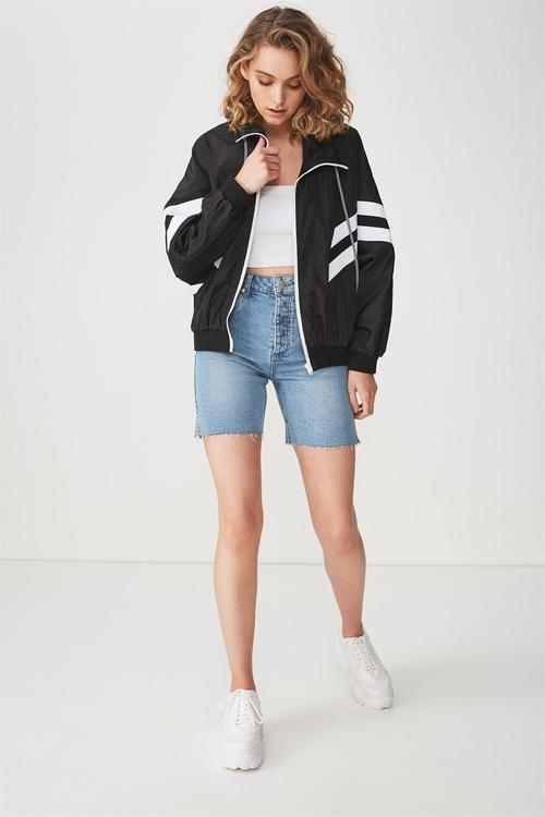 Mia ribber spray jacket - black & white