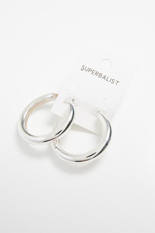 Tube hoop earrings - silver