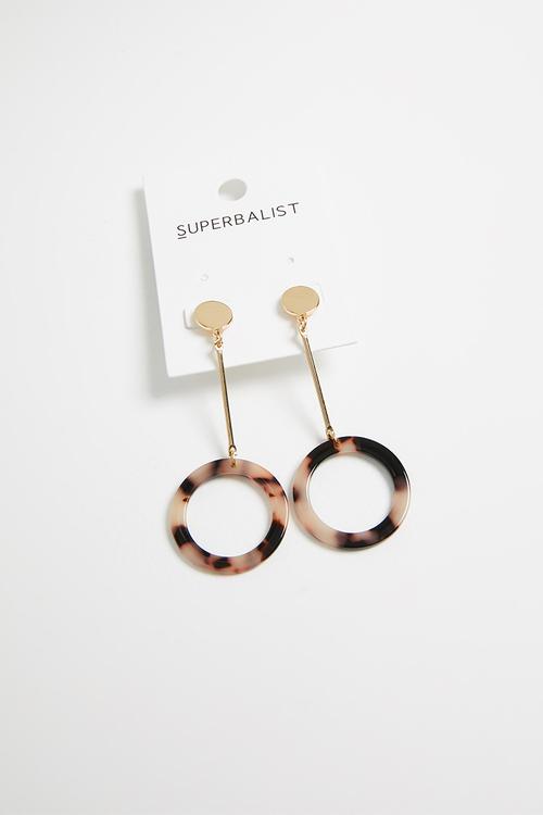 Kaylee suspended round earrings - brown 