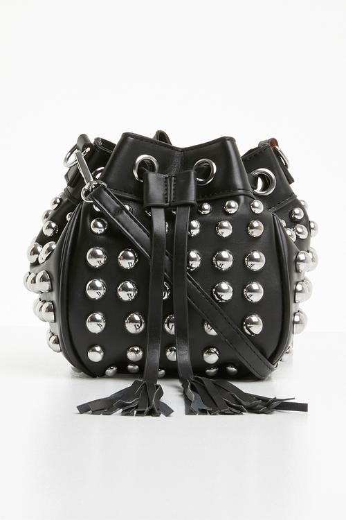 Studded bucket bag - black