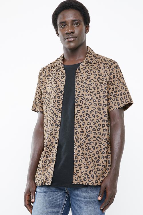 Alex Leo resort short sleeve shirt - brown