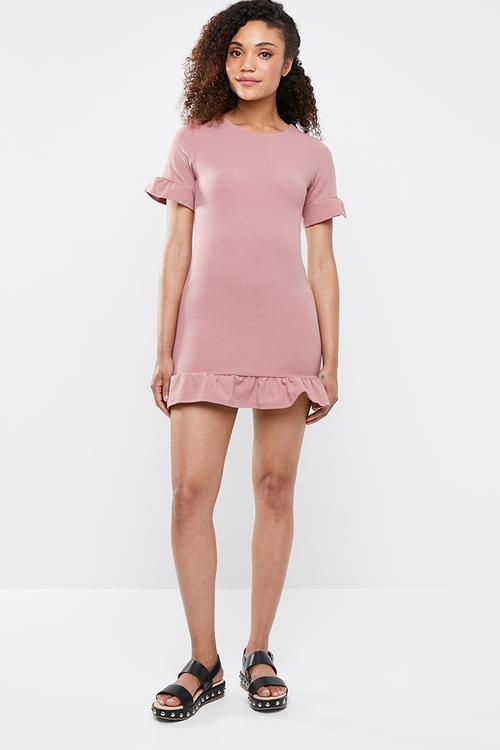 Frill detail mini dress - pink