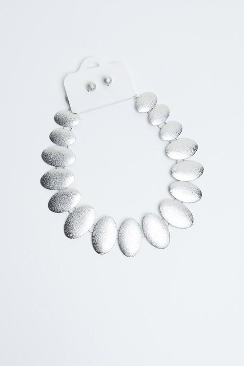 Statement necklace & earrings set - silver
