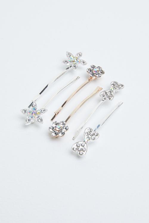 4 Pack hairclips - rose gold & silver