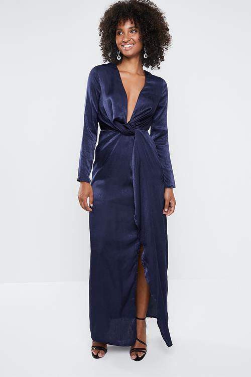 Wrap front maxi dress - navy