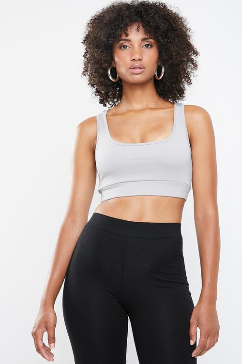 Ribbed co-ord sports bra - grey