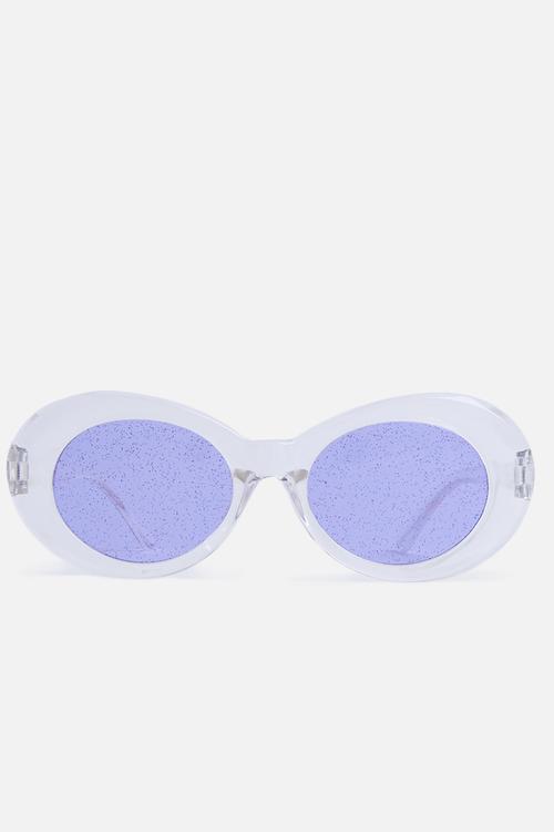Thick framed sunglasses - clear/purple