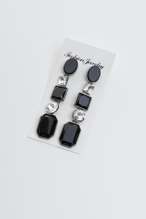 Stone statement earrings - black