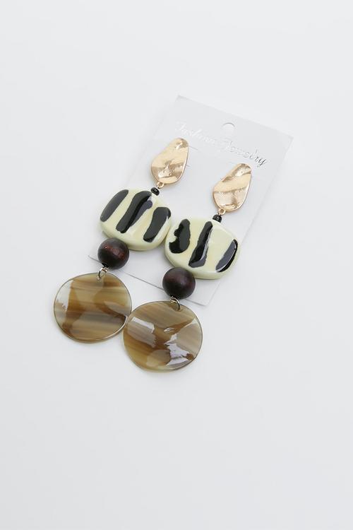 Marble-look statement earrings - multi