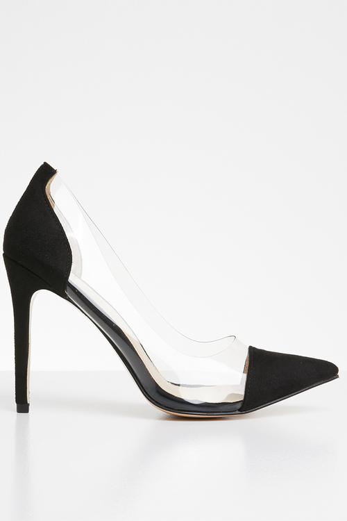 Potion perspex toe cap court heel - black 