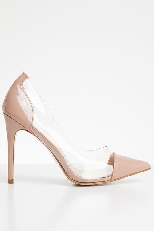 Potion perspex toe cap court heel - pink