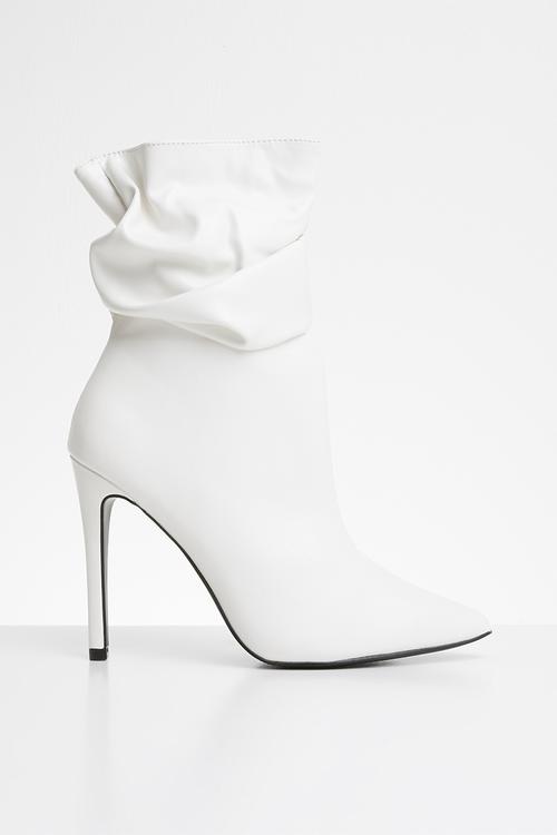 Adorn slouched heeled ankle boot - white 