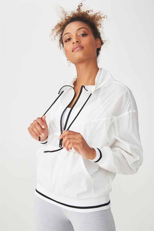 Dropped shoulder sheer jacket- white black