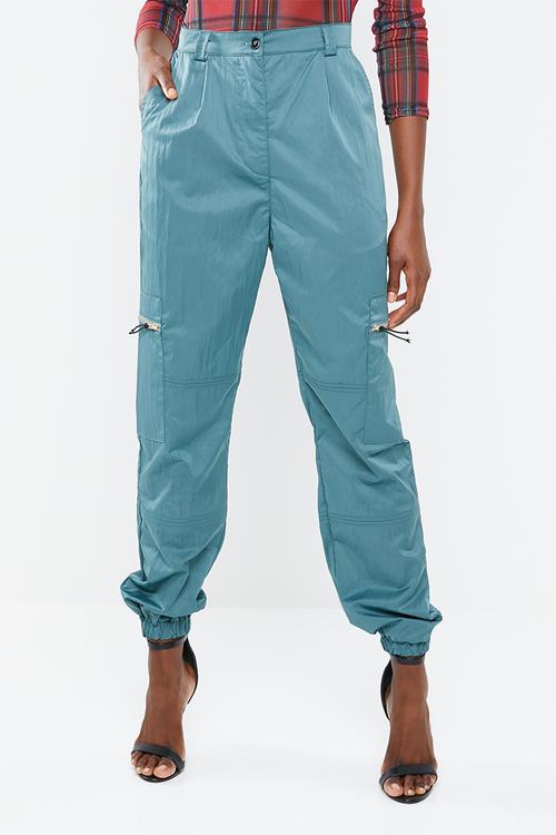 Shell suit cargo trouser - green