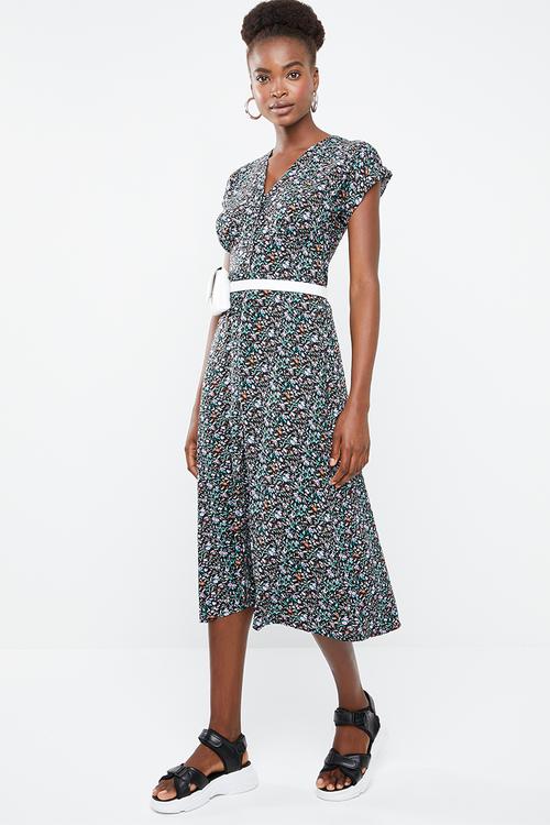 Button through midi dress - multi 